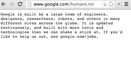 Google Humans.txt Google Humans.txt