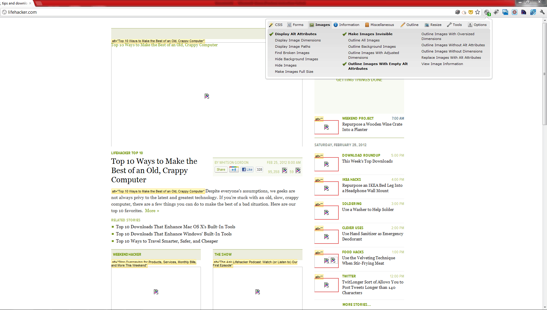 webdeveloper tools